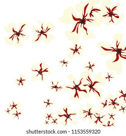 Small Flowers. Cute Small Violets on White Background. Vector Texture for Banner, Cover, Poster. Trendy Natural Ground in Vintage Style.