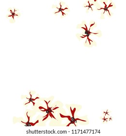 Small Flowers. Cute Small Violets on White Background. Vector Texture for Banner, Card, Poster. Trendy Natural Ground in Vintage Style.