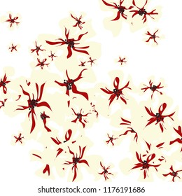Small Flowers. Cute Small Violets on White Background. Vector Texture for Banner, Card, Poster. Trendy Natural Ground in Vintage Style.