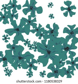 Small Flowers. Cute Small Violets on White Background. Vector Texture for Banner, Cover, Poster. Trendy Natural Ground in Vintage Style.