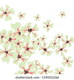 Small Flowers. Cute Small Violets on White Background. Vector Texture for Paper, Cover, Print. Trendy Natural Ground in Vintage Style.