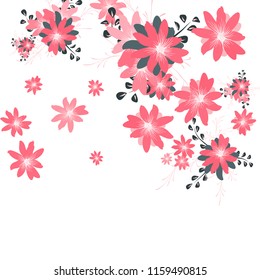 Small Flowers. Delicate Small Daisies on White Background. Vector Texture for Banner, Cover, Print. Trendy Natural Ground in Vintage Style.