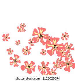 Small Flowers. Delicate Little Violets on White Background. Vector Texture for Banner, Cover, Print. Trendy Natural Ground in Vintage Style.