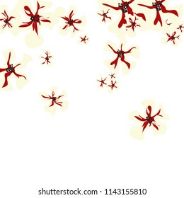 Small Flowers. Delicate Little Violets on White Background. Vector Texture for Paper, Cover, Print. Trendy Natural Ground in Vintage Style.