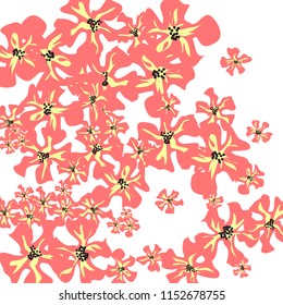 Small Flowers. Delicate Little Violets on White Background. Vector Texture for Banner, Cover, Print. Trendy Natural Ground in Vintage Style.