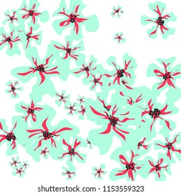 Small Flowers. Delicate Little Violets on White Background. Vector Texture for Banner, Cover, Print. Trendy Natural Ground in Vintage Style.