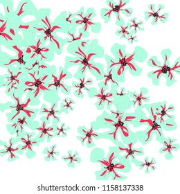 Small Flowers. Delicate Little Violets on White Background. Vector Texture for Banner, Cover, Print. Trendy Natural Ground in Vintage Style.