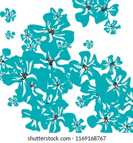 Small Flowers. Delicate Little Violets on White Background. Vector Texture for Banner, Card, Poster. Trendy Natural Ground in Vintage Style.