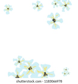 Small Flowers. Delicate Little Violets on White Background. Vector Texture for Paper, Cover, Print. Trendy Natural Ground in Vintage Style.