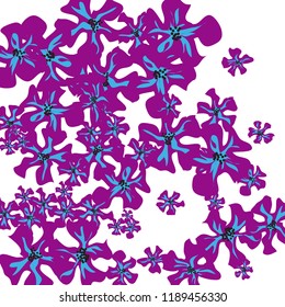 Small Flowers. Delicate Little Violets on White Background. Vector Texture for Banner, Card, Poster. Trendy Natural Ground in Vintage Style.