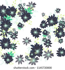 Small Flowers. Delicate Tiny Daisies on White Background. Vector Texture for Banner, Cover, Poster. Trendy Natural Ground in Vintage Style.