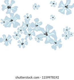 Small Flowers. Delicate Tiny Violets on White Background. Vector Texture for Paper, Cover, Print. Trendy Natural Ground in Vintage Style.