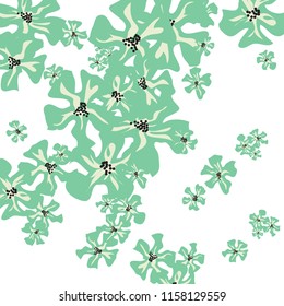 Small Flowers. Delicate Small Violets on White Background. Vector Texture for Paper, Cover, Print. Trendy Natural Ground in Vintage Style.