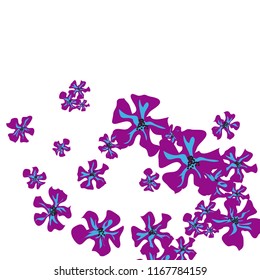Small Flowers. Delicate Small Violets on White Background. Vector Texture for Banner, Cover, Poster. Trendy Natural Ground in Vintage Style.