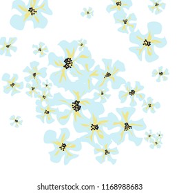 Small Flowers. Delicate Small Violets on White Background. Vector Texture for Banner, Cover, Print. Trendy Natural Ground in Vintage Style.