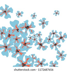 Small Flowers. Delicate Small Violets on White Background. Vector Texture for Banner, Card, Poster. Trendy Natural Ground in Vintage Style.
