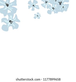 Small Flowers. Delicate Small Violets on White Background. Vector Texture for Print, Card, Poster. Trendy Natural Ground in Vintage Style.
