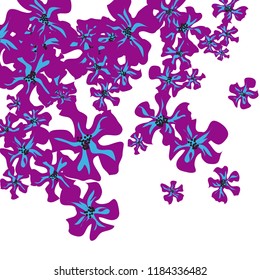 Small Flowers. Delicate Small Violets on White Background. Vector Texture for Print, Card, Poster. Trendy Natural Ground in Vintage Style.