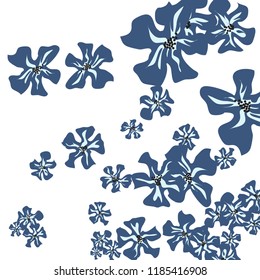 Small Flowers. Delicate Small Violets on White Background. Vector Texture for Paper, Cover, Print. Trendy Natural Ground in Vintage Style.