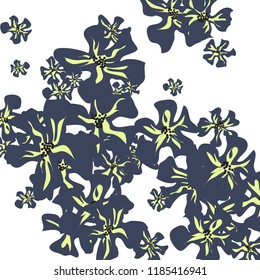 Small Flowers. Delicate Small Violets on White Background. Vector Texture for Paper, Cover, Print. Trendy Natural Ground in Vintage Style.