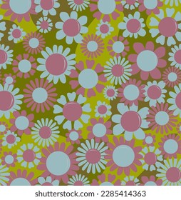 Small flowers in the evening meadow. Simple floral seamless pattern.