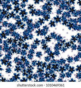 Small Flowers. Small Floral Seamless Pattern. Delicate Rapport in Liberty Style for Textile, Print, Fabric. Small Floral Design with Randomly Scattered Flowers. Bright Vector Background
