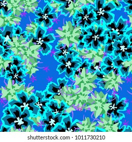 Small Flowers. Small Floral Seamless Pattern. Delicate Rapport in Liberty Style for Textile, Print, Fabric. Small Floral Design with Randomly Scattered Flowers. Bright Vector Background