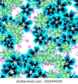 Small Flowers. Small Floral Seamless Pattern. Delicate Rapport in Liberty Style for Textile, Print, Fabric. Small Floral Design with Randomly Scattered Flowers. Bright Vector Background