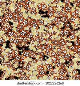 Small Flowers. Small Floral Seamless Pattern. Delicate Rapport in Liberty Style for Textile, Print, Fabric. Small Floral Design with Randomly Scattered Flowers. Bright Vector Background
