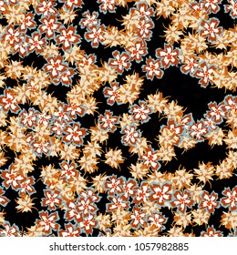 Small Flowers. Small Floral Seamless Pattern. Delicate Rapport in Liberty Style for Textile, Print, Fabric. Small Floral Design with Randomly Scattered Flowers. Bright Vector Background