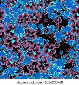 Small Flowers. Small Floral Seamless Pattern. Delicate Rapport in Liberty Style for Textile, Print, Fabric. Small Floral Design with Randomly Scattered Flowers. Bright Vector Background