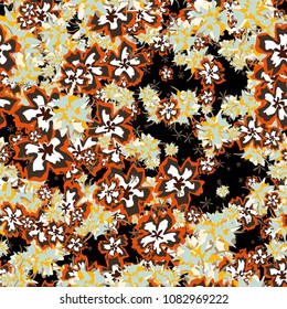 Small Flowers. Small Floral Seamless Pattern. Delicate Rapport in Liberty Style for Textile, Print, Fabric. Small Floral Design with Randomly Scattered Flowers. Bright Vector Background