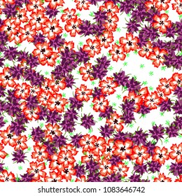 Small Flowers. Small Floral Seamless Pattern. Delicate Rapport in Liberty Style for Textile, Print, Fabric. Small Floral Design with Randomly Scattered Flowers. Bright Vector Background