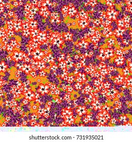 Small Flowers. Small Floral Seamless Pattern. Delicate Rapport in Liberty Style for Textile, Print, Fabric. Small Floral Design with Randomly Scattered Flowers. Bright Vector Background