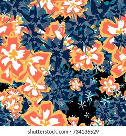 Small Flowers. Small Floral Seamless Pattern. Delicate Rapport in Liberty Style for Textile, Print, Fabric. Small Floral Design with Randomly Scattered Flowers. Bright Vector Background