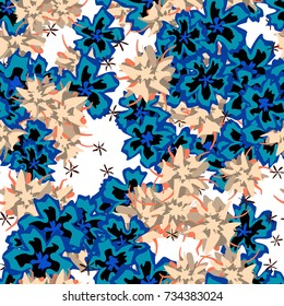 Small Flowers. Small Floral Seamless Pattern. Delicate Rapport in Liberty Style for Textile, Print, Fabric. Small Floral Design with Randomly Scattered Flowers. Bright Vector Background