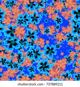 Small Flowers. Small Floral Seamless Pattern. Delicate Rapport in Liberty Style for Textile, Print, Fabric. Small Floral Design with Randomly Scattered Flowers. Bright Vector Background