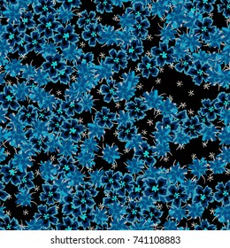 Small Flowers. Small Floral Seamless Pattern. Delicate Rapport in Liberty Style for Textile, Print, Fabric. Small Floral Design with Randomly Scattered Flowers. Bright Vector Background