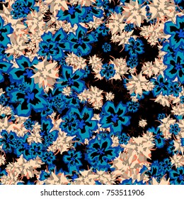 Small Flowers. Small Floral Seamless Pattern. Delicate Rapport in Liberty Style for Textile, Print, Fabric. Small Floral Design with Randomly Scattered Flowers. Bright Vector Background