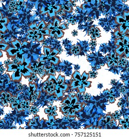 Small Flowers. Small Floral Seamless Pattern. Delicate Rapport in Liberty Style for Textile, Print, Fabric. Small Floral Design with Randomly Scattered Flowers. Bright Vector Background