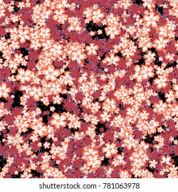 Small Flowers. Small Floral Seamless Pattern. Delicate Rapport in Liberty Style for Textile, Print, Fabric. Small Floral Design with Randomly Scattered Flowers. Bright Vector Background