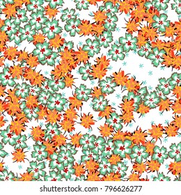 Small Flowers. Small Floral Seamless Pattern. Delicate Rapport in Liberty Style for Textile, Print, Fabric. Small Floral Design with Randomly Scattered Flowers. Bright Vector Background