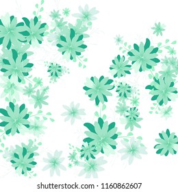Small Flowers. Gentle Small Daisies on White Background. Vector Texture for Print, Card, Poster. Trendy Natural Ground in Vintage Style.