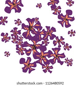 Small Flowers. Gentle Little Violets on White Background. Vector Texture for Banner, Cover, Print. Trendy Natural Ground in Vintage Style.