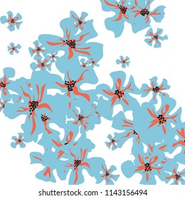 Small Flowers. Gentle Little Violets on White Background. Vector Texture for Banner, Card, Poster. Trendy Natural Ground in Vintage Style.
