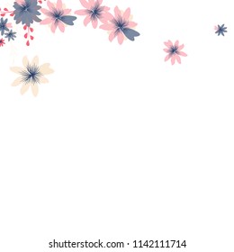 Small Flowers. Gentle Tiny Daisies on White Background. Vector Texture for Paper, Cover, Print. Trendy Natural Ground in Vintage Style.