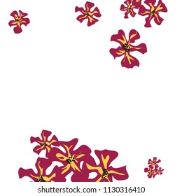 Small Flowers. Gentle Tiny Violets on White Background. Vector Texture for Paper, Cover, Print. Trendy Natural Ground in Vintage Style.