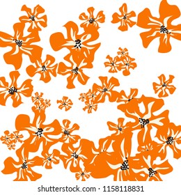 Small Flowers. Gentle Tiny Violets on White Background. Vector Texture for Banner, Cover, Poster. Trendy Natural Ground in Vintage Style.