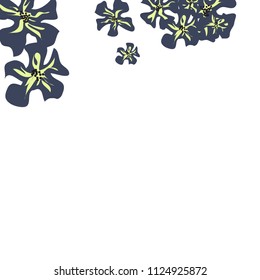 Small Flowers. Gentle Small Violets on White Background. Vector Texture for Print, Card, Poster. Trendy Natural Ground in Vintage Style.