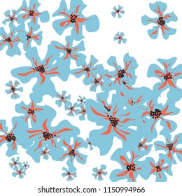 Small Flowers. Gentle Small Violets on White Background. Vector Texture for Banner, Cover, Print. Trendy Natural Ground in Vintage Style.